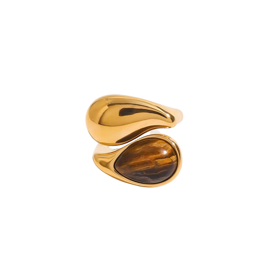 WATER DROP TIGER EYE RING
