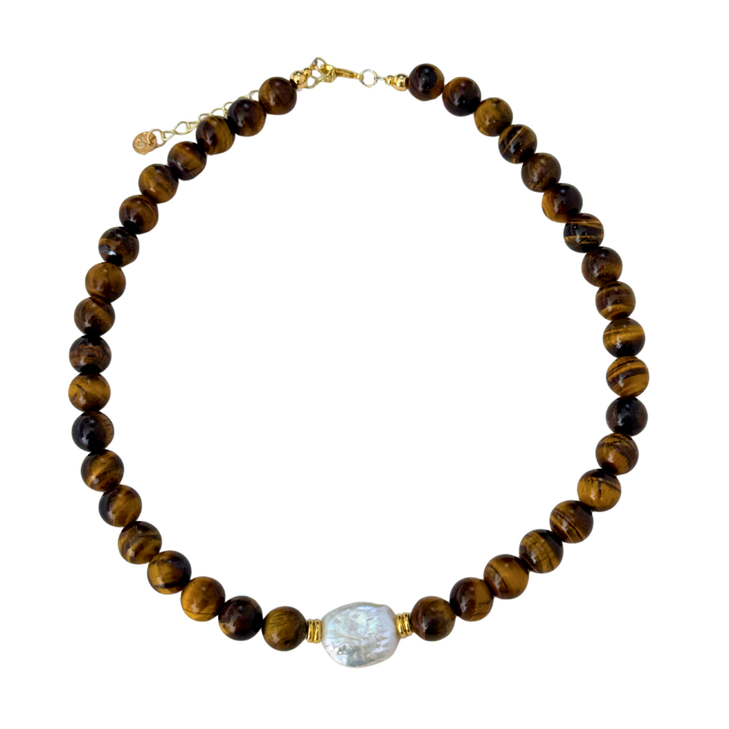 OJO DE TIGRE PEARL NECKLACE