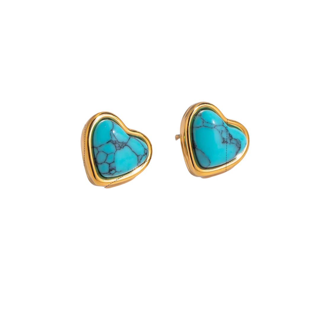 TURQUOISE LOVE STUDS